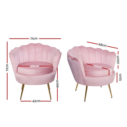 Artiss Armchair Velvet Pink Callista UPHO-5002-VEL-PK