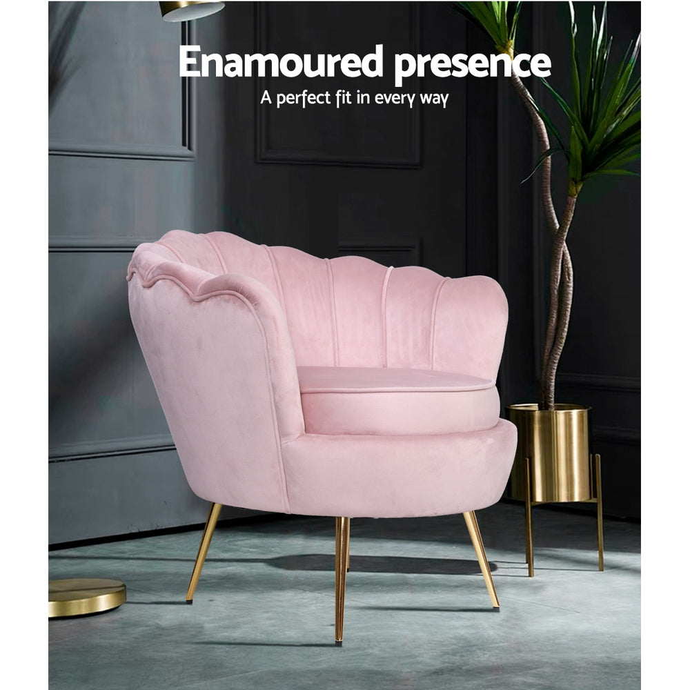 Artiss Armchair Velvet Pink Callista UPHO-5002-VEL-PK