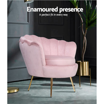 Artiss Armchair Velvet Pink Callista UPHO-5002-VEL-PK