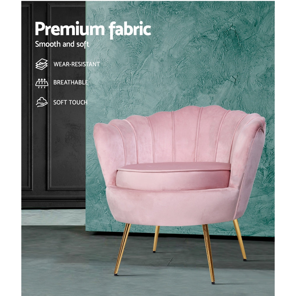 Artiss Armchair Velvet Pink Callista UPHO-5002-VEL-PK