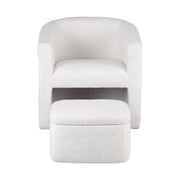 Artiss Armchair Accent Chair w/Ottoman Lounge Footrest Storage Boucle White UPHO-B-ARM01-FS-BG