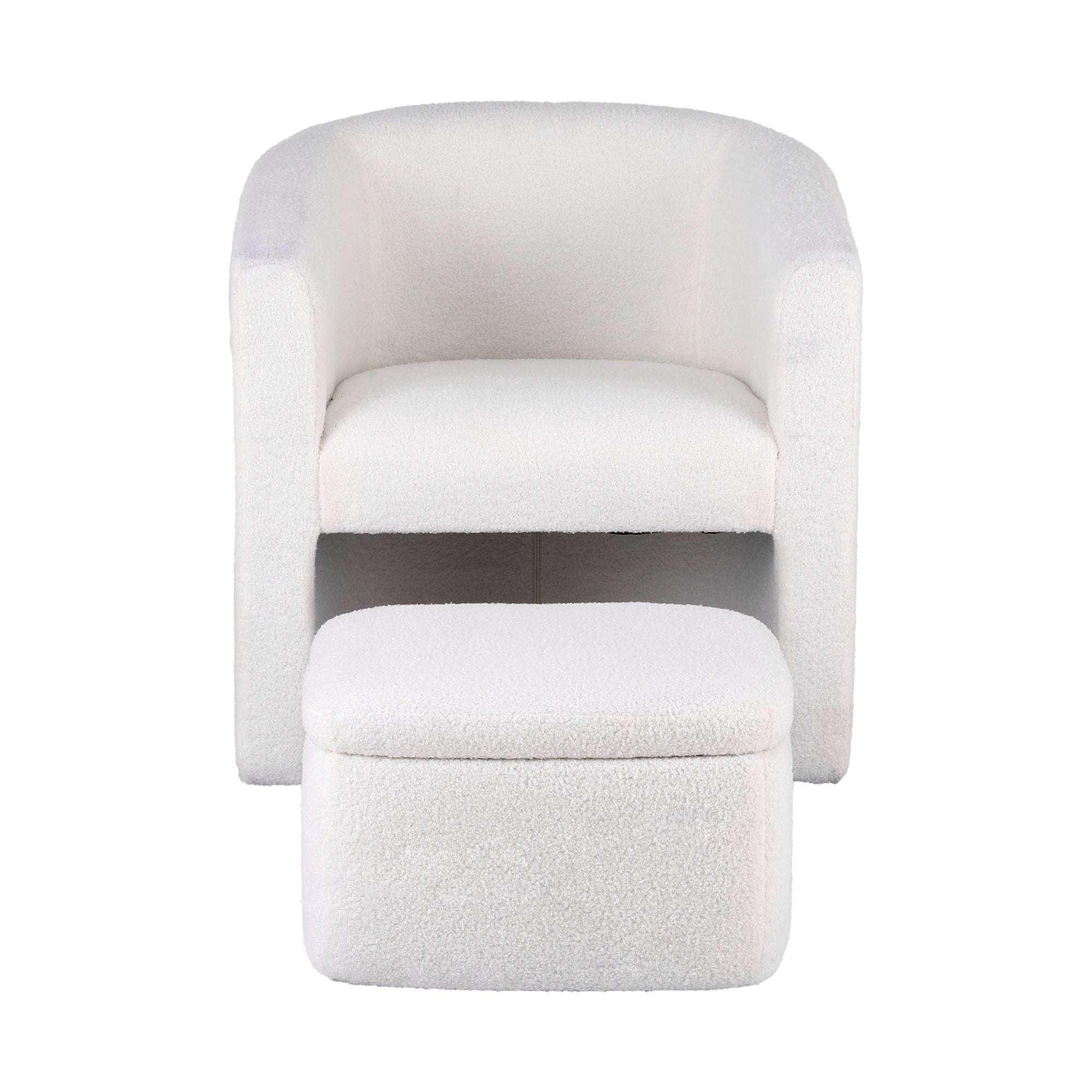 Artiss Armchair Accent Chair w/Ottoman Lounge Footrest Storage Boucle White UPHO-B-ARM01-FS-BG