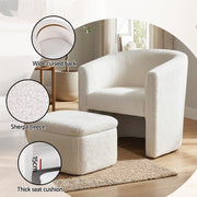 Artiss Armchair Accent Chair w/Ottoman Lounge Footrest Storage Boucle White UPHO-B-ARM01-FS-BG