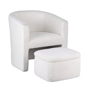 Artiss Armchair Accent Chair w/Ottoman Lounge Footrest Storage Boucle White UPHO-B-ARM01-FS-BG