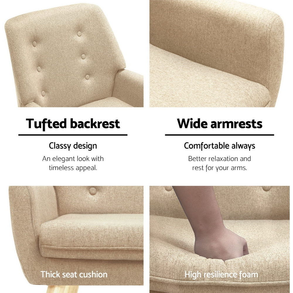Artiss Armchair Linen Fabric Anne Beige UPHO-B-ARM04-BG