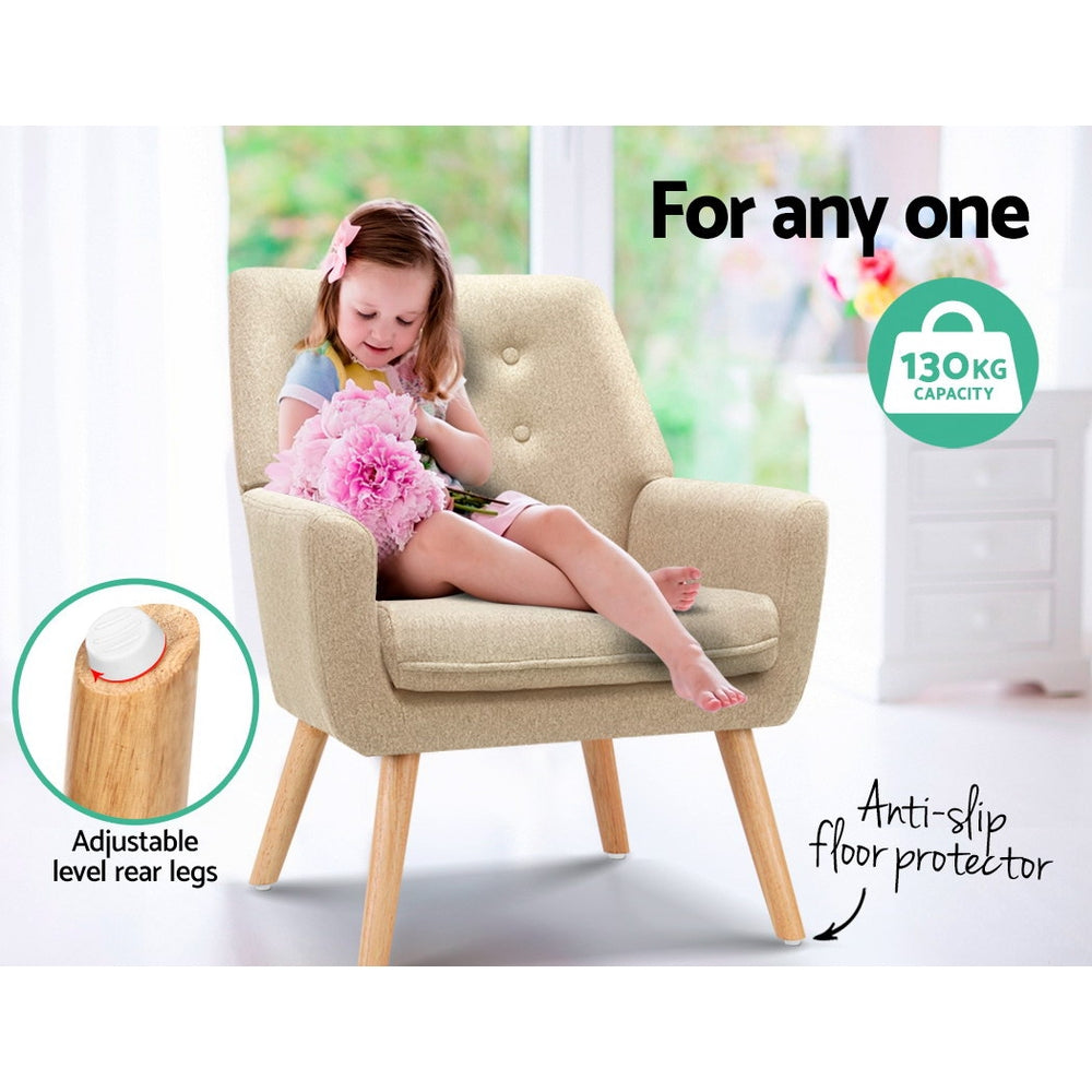 Artiss Armchair Linen Fabric Anne Beige UPHO-B-ARM04-BG