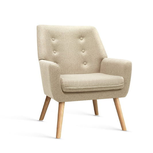 Artiss Armchair Linen Fabric Anne Beige UPHO-B-ARM04-BG