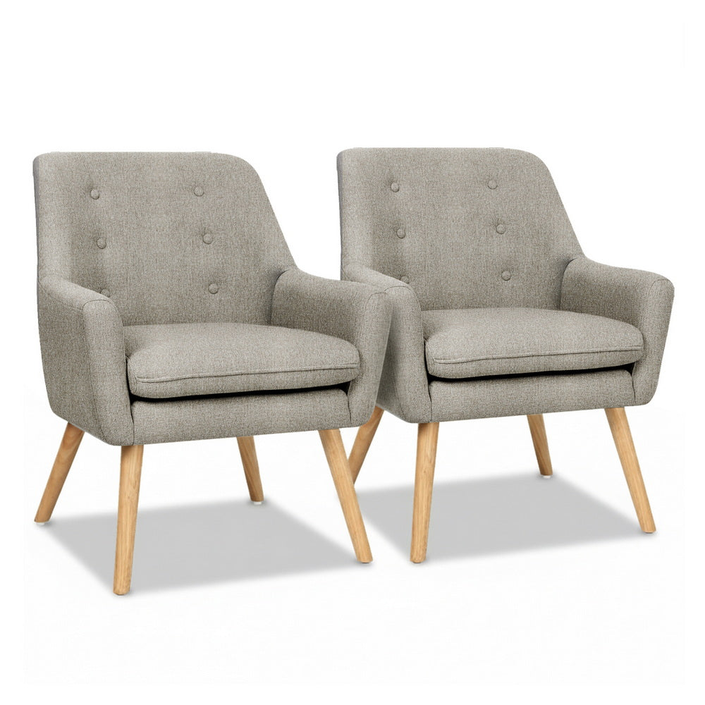 Artiss 2X Armchair Lounge Chair Accent Tub Chair Beige ANNE UPHO-B-ARM04-BGX2