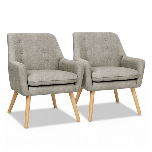 Artiss 2X Armchair Lounge Chair Accent Tub Chair Beige ANNE UPHO-B-ARM04-BGX2