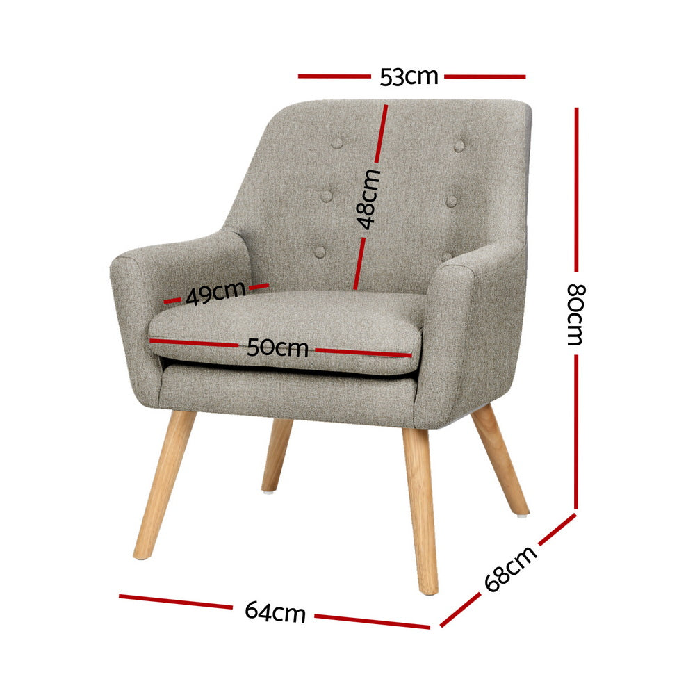 Artiss 2X Armchair Lounge Chair Accent Tub Chair Beige ANNE UPHO-B-ARM04-BGX2