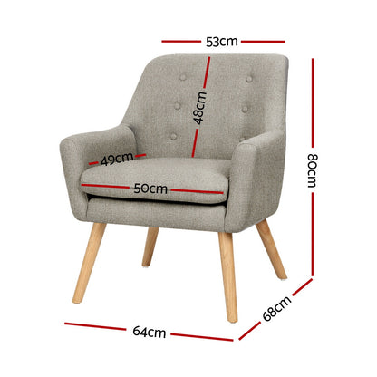 Artiss 2X Armchair Lounge Chair Accent Tub Chair Beige ANNE UPHO-B-ARM04-BGX2