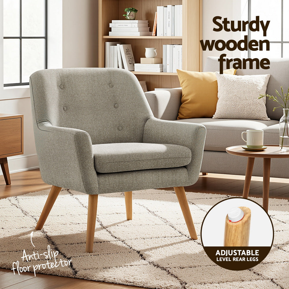 Artiss 2X Armchair Lounge Chair Accent Tub Chair Beige ANNE UPHO-B-ARM04-BGX2