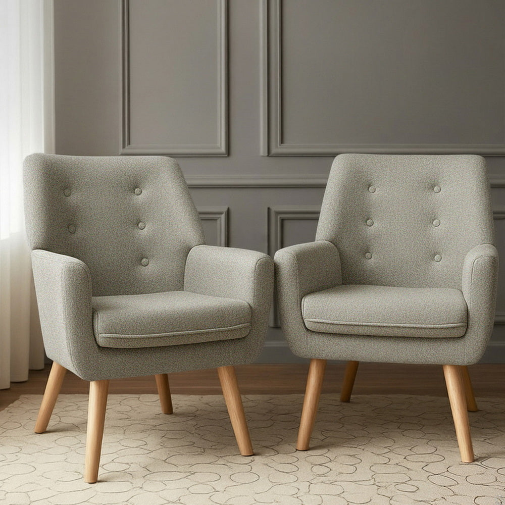 Artiss 2X Armchair Lounge Chair Accent Tub Chair Beige ANNE UPHO-B-ARM04-BGX2