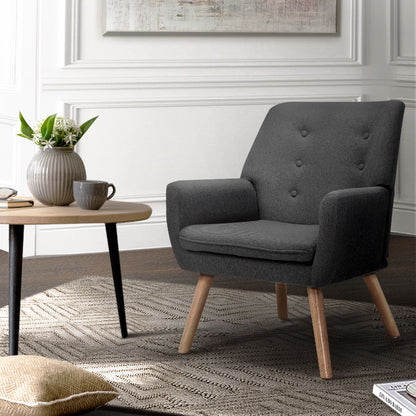 Artiss Armchair Linen Fabric Anne Charcoal UPHO-B-ARM04-CHA