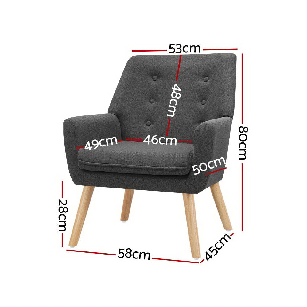 Artiss Armchair Linen Fabric Anne Charcoal UPHO-B-ARM04-CHA
