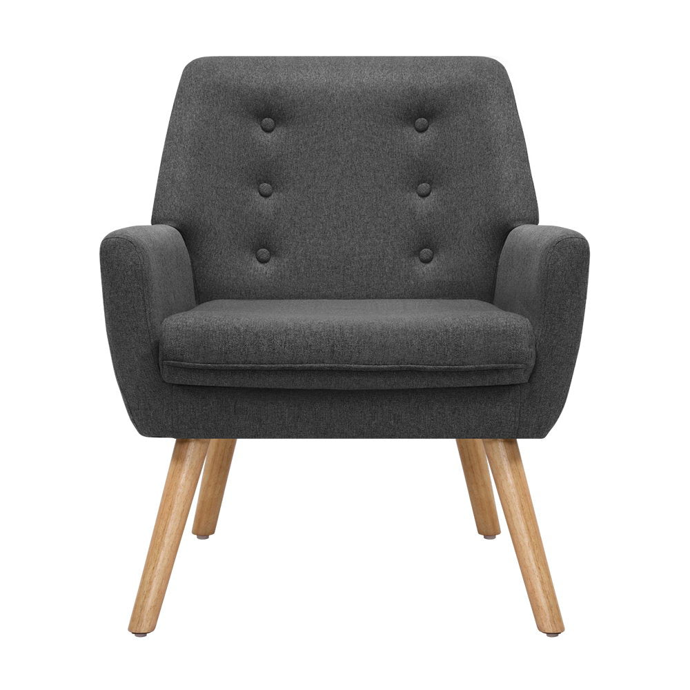 Artiss Armchair Linen Fabric Anne Charcoal UPHO-B-ARM04-CHA
