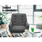 Artiss Armchair Linen Fabric Anne Charcoal UPHO-B-ARM04-CHA