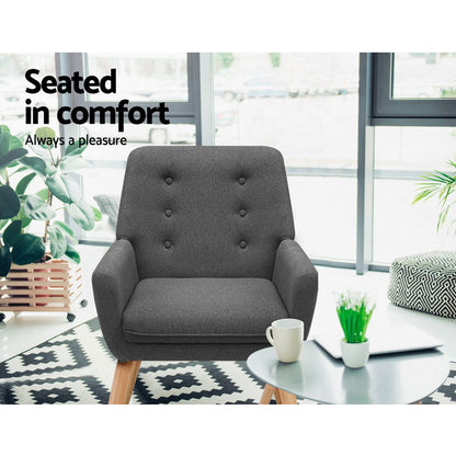 Artiss Armchair Linen Fabric Anne Charcoal UPHO-B-ARM04-CHA
