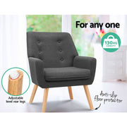 Artiss Armchair Linen Fabric Anne Charcoal UPHO-B-ARM04-CHA