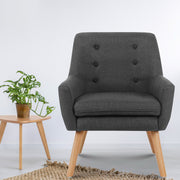 Artiss Armchair Linen Fabric Anne Charcoal UPHO-B-ARM04-CHA