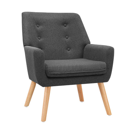 Artiss Armchair Linen Fabric Anne Charcoal UPHO-B-ARM04-CHA
