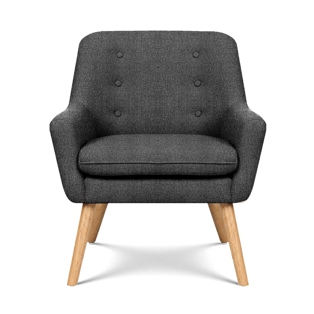 Artiss 2X Armchair Lounge Chair Accent Tub Chair Charcoal ANNE UPHO-B-ARM04-CHAX2