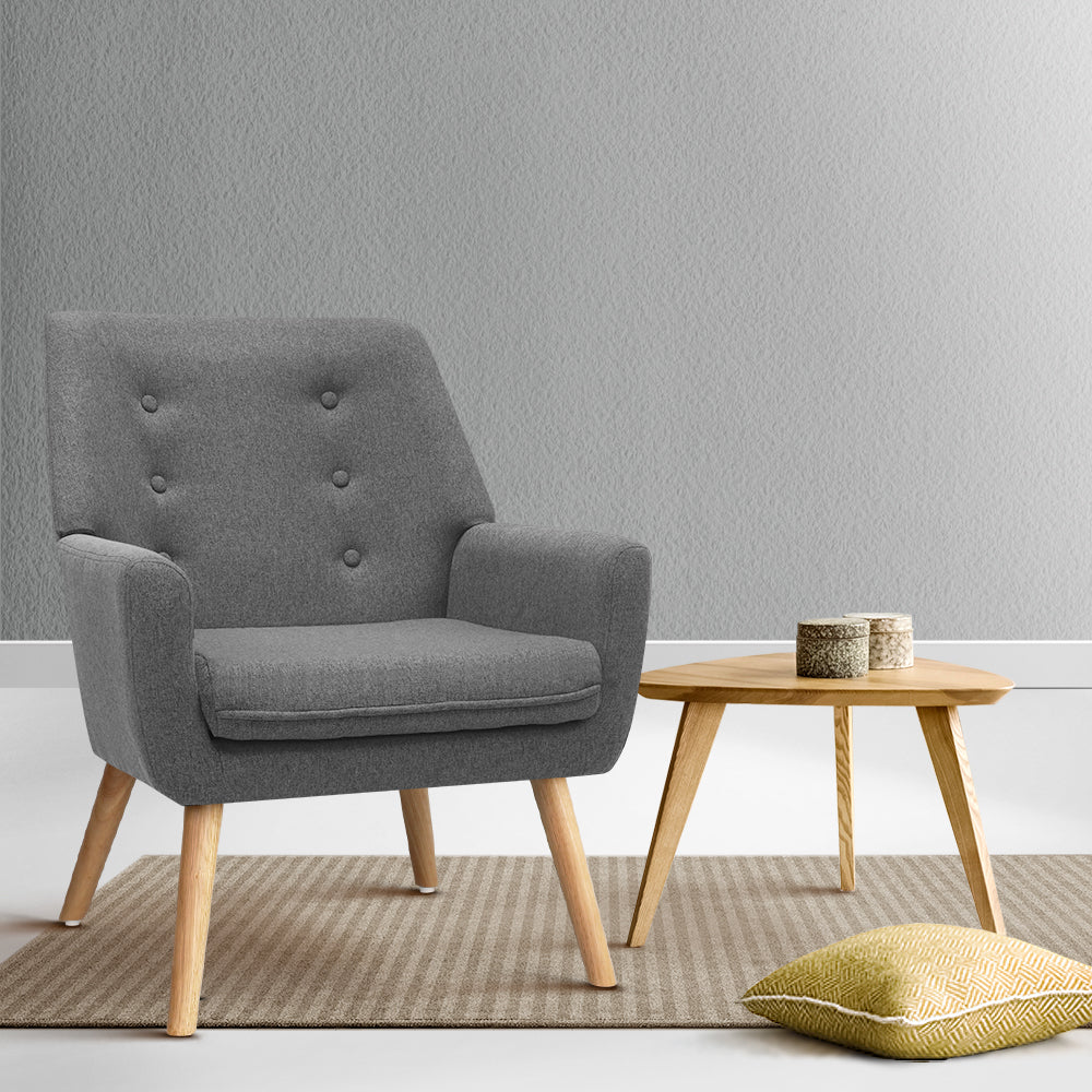 Artiss Armchair Linen Fabric Grey Charcoal UPHO-B-ARM04-GY