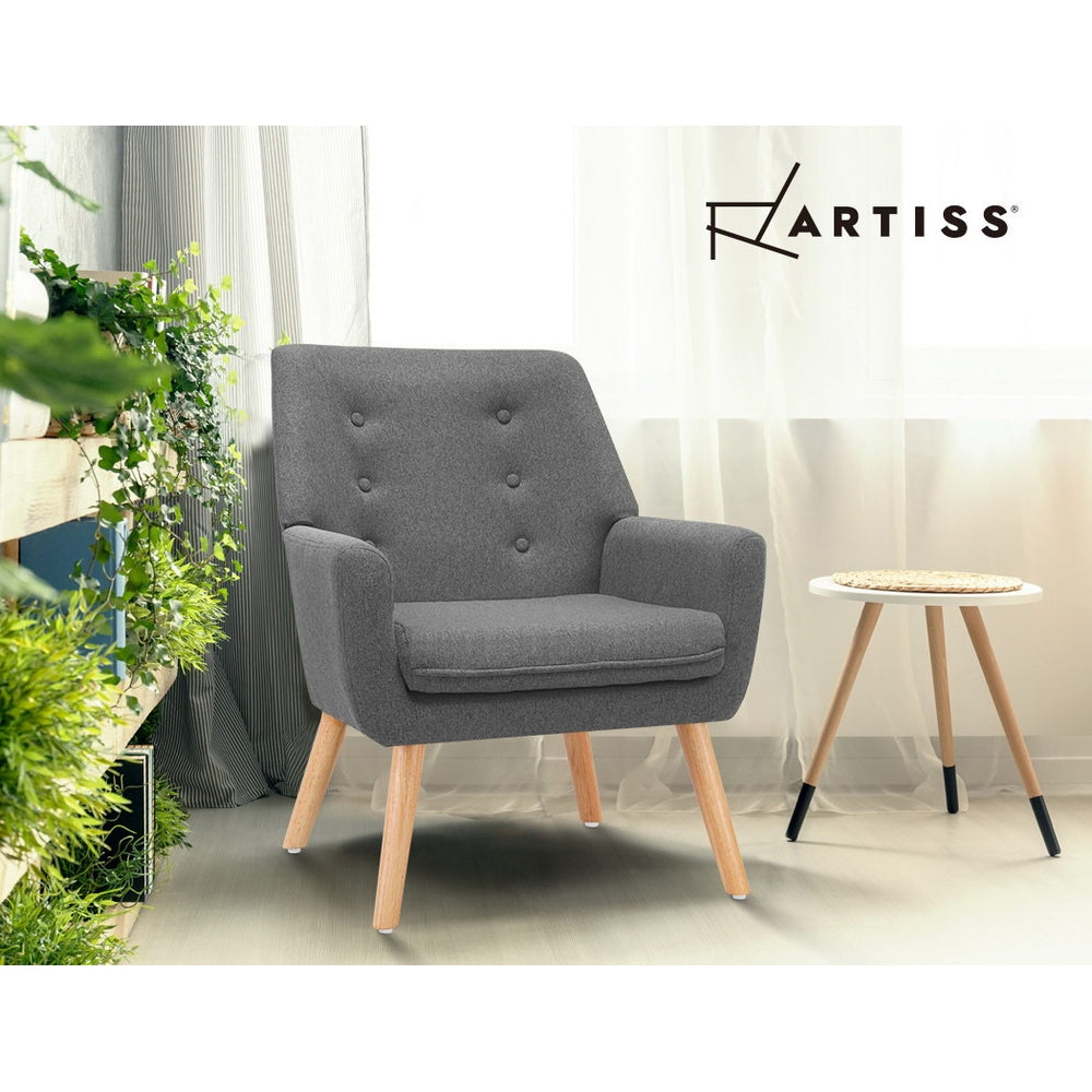 Artiss Armchair Linen Fabric Grey Charcoal UPHO-B-ARM04-GY