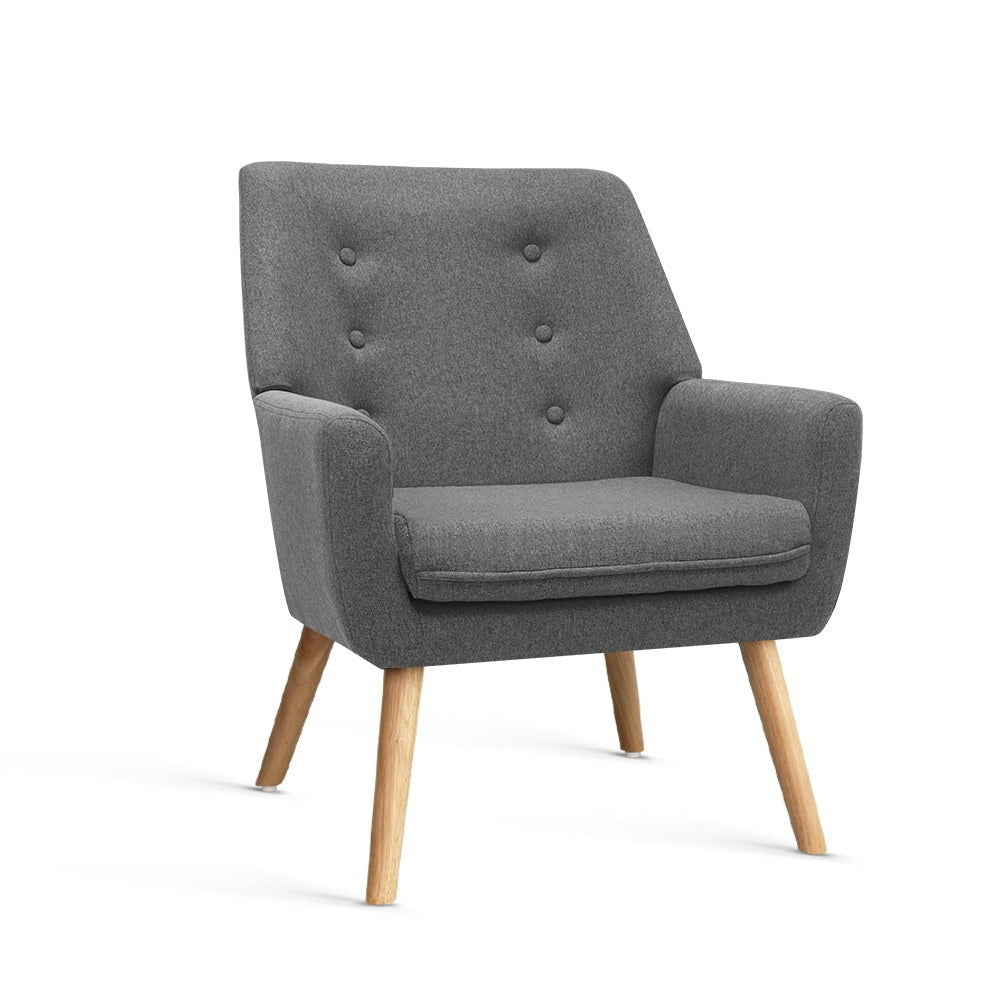 Artiss Armchair Linen Fabric Grey Charcoal UPHO-B-ARM04-GY