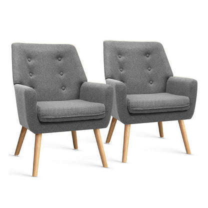 Artiss 2X Armchair Lounge Chair Accent Tub Chair Grey ANNE UPHO-B-ARM04-GYX2