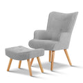 Artiss Armchair and Ottoman - Light Grey UPHO-B-ARM05STO-LI-GY
