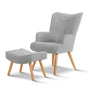 Artiss Armchair and Ottoman - Light Grey UPHO-B-ARM05STO-LI-GY