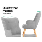 Artiss Armchair and Ottoman - Light Grey UPHO-B-ARM05STO-LI-GY