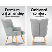 Artiss Armchair and Ottoman - Light Grey UPHO-B-ARM05STO-LI-GY