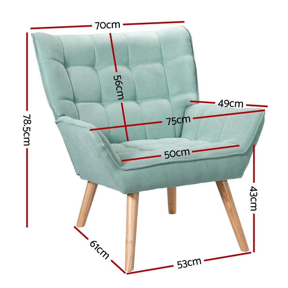 Artiss Armchair Lounge Chair Accent Chairs Sofa Linen Fabric Cushion Seat Blue UPHO-B-ARM06-FB-BL
