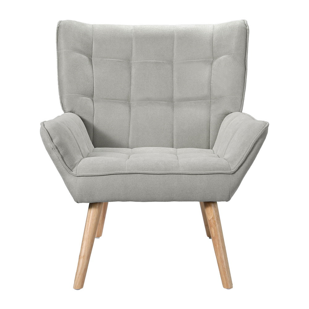 Artiss Armchair Lounge Chair Accent Chairs Sofa Linen Fabric Cushion Seat Grey UPHO-B-ARM06-FB-GY