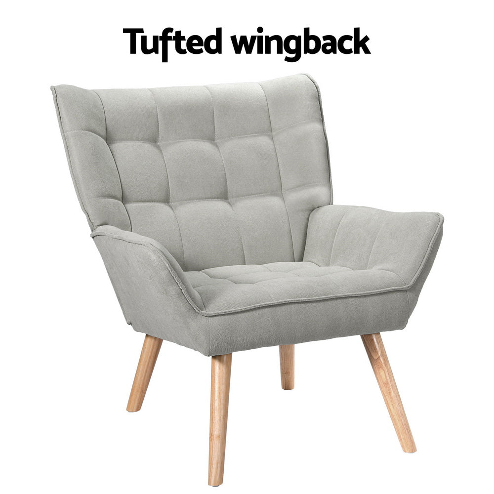 Artiss Armchair Lounge Chair Accent Chairs Sofa Linen Fabric Cushion Seat Grey UPHO-B-ARM06-FB-GY