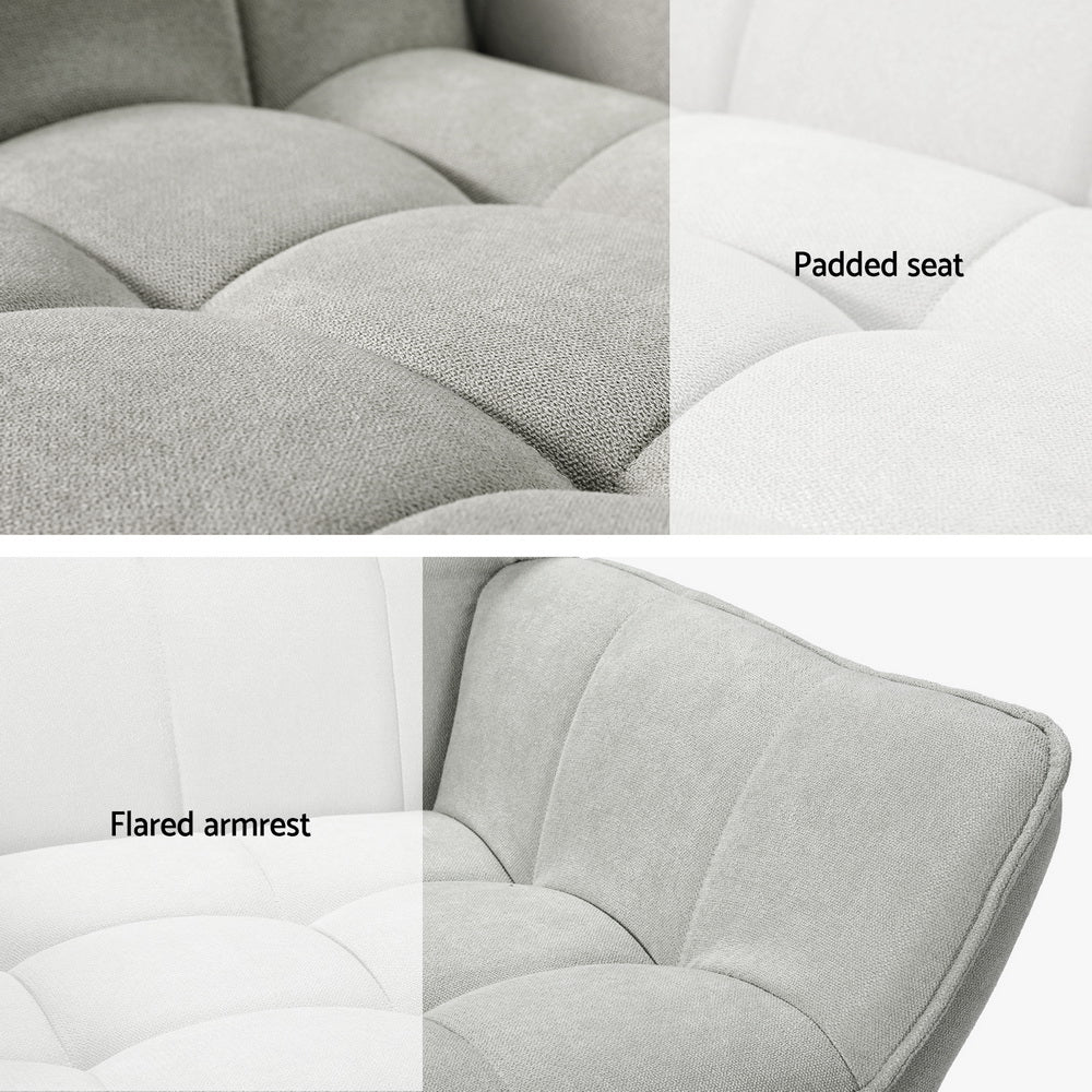 Artiss Armchair Lounge Chair Accent Chairs Sofa Linen Fabric Cushion Seat Grey UPHO-B-ARM06-FB-GY