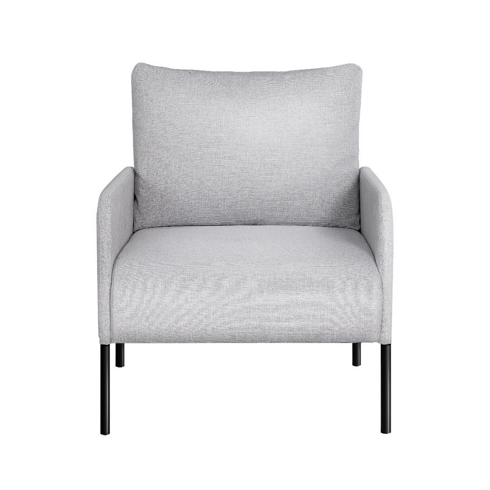 Artiss Armchair Accent Chair Pillow Fabric Grey UPHO-B-ARM08-1S-FB-GY