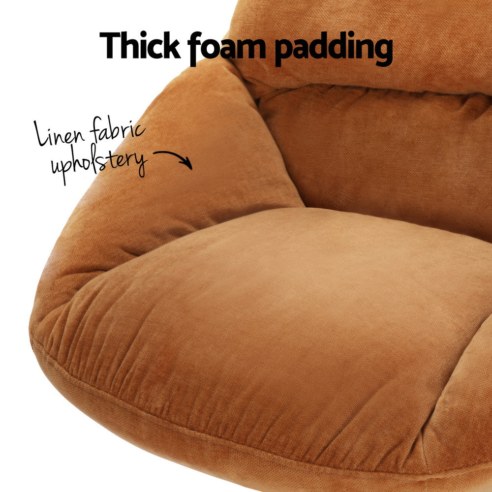 Artiss Armchair Set with Ottoman Linen Fabric Orange Yaro UPHO-B-ARM09-FS-OR