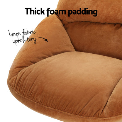 Artiss Armchair Set with Ottoman Linen Fabric Orange Yaro UPHO-B-ARM09-FS-OR