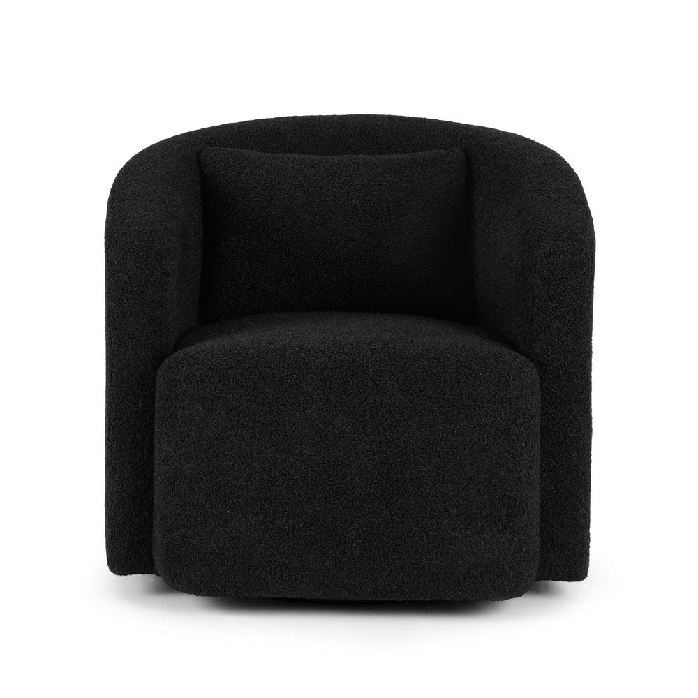 Artiss Round Swivel Armchair Sherpa Fleece Black UPHO-B-ARM10-SWL-BK