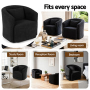 Artiss Round Swivel Armchair Sherpa Fleece Black UPHO-B-ARM10-SWL-BK