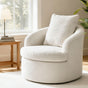 Artiss Round Swivel Armchair Extra Pillow White UPHO-B-ARM11-SWL-WH