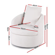 Artiss Round Swivel Armchair Extra Pillow White UPHO-B-ARM11-SWL-WH