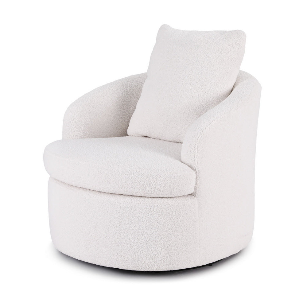 Artiss Round Swivel Armchair Extra Pillow White UPHO-B-ARM11-SWL-WH
