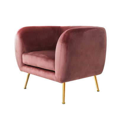 Artiss Armchair Lounge Sofa Arm Chair Accent Chairs Armchairs Couch Velvet Pink UPHO-B-ARM8962-PK