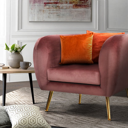 Artiss Armchair Lounge Sofa Arm Chair Accent Chairs Armchairs Couch Velvet Pink UPHO-B-ARM8962-PK