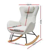 Artiss Rocking Chair Armchair Pillow Boucle White UPHO-B-ROCK01-TED-WH