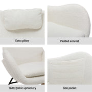 Artiss Rocking Chair Armchair Pillow Boucle White UPHO-B-ROCK01-TED-WH
